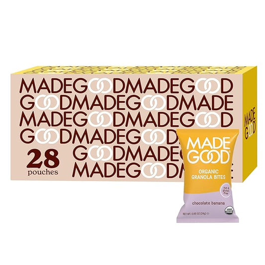 MadeGood Chocolate Banana Granola Bites, 28 Count, Organic and Delicious Snacks