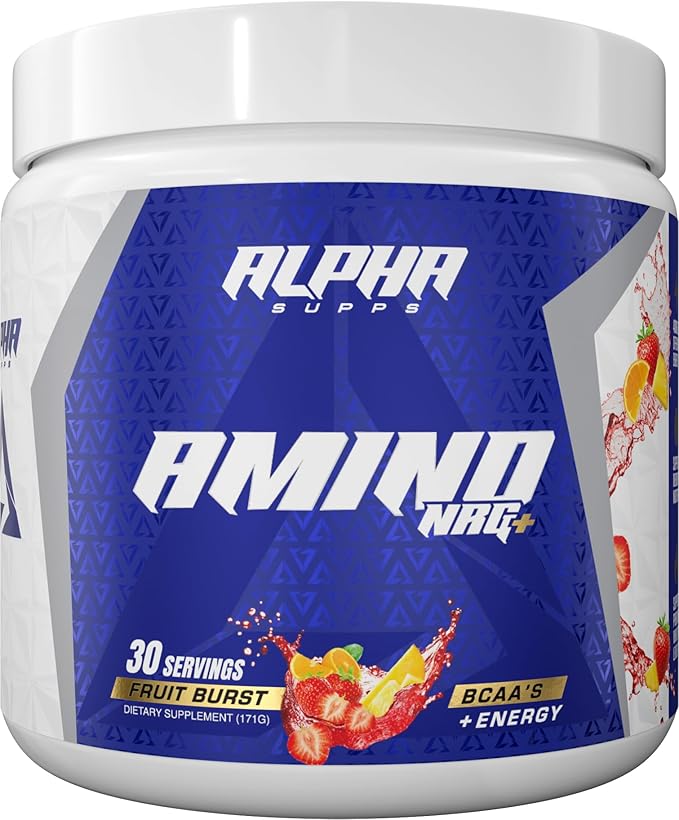 Amino NRG+ BCAA Amino Energy Recovery Powder - Hydration Blend with Electrolytes - Focus Blend for Optimal Performance Support in Men & Women (30 Servings, Fruit Burst)
