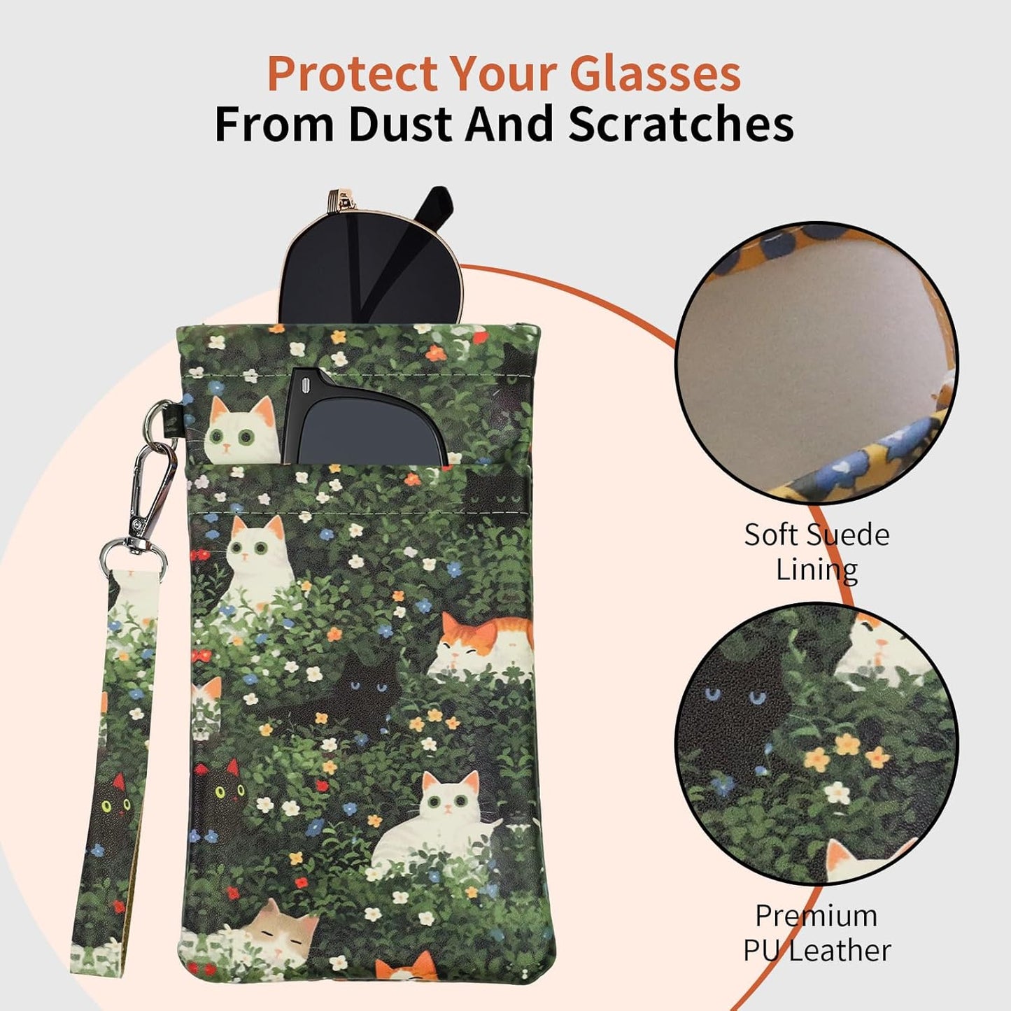 Double Eyeglass Case Soft Dual Glasses Case for Women Men Travel Squeeze Top Sunglasses Cases Eyeglasses Pouch