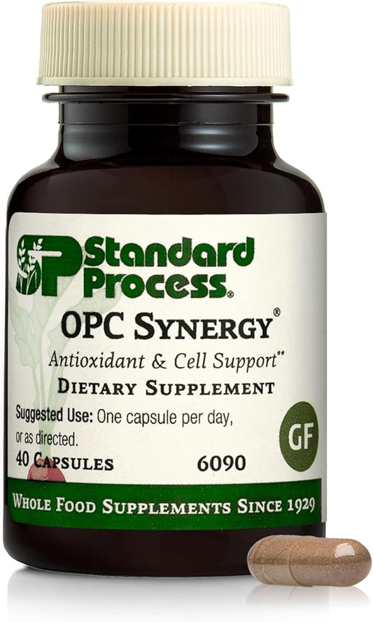 Standard Process Inc. OPC Synergy - Whole Foods Cognitive Health, Brain Health and Brain Support, Eye Support and Eye Health with Bilberry, Grape Seed Extract, Green Tea Powder - 40 Capsules
