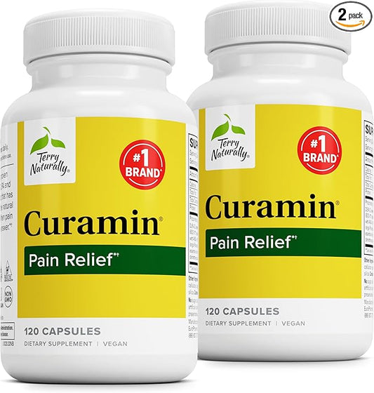 Terry Naturally Curamin - Curcumin Supplement for Circulation & Endorphin Support - Support for Occasional Discomfort - Aids Healthy Muscles - 120 Capsules (Pack of 2)