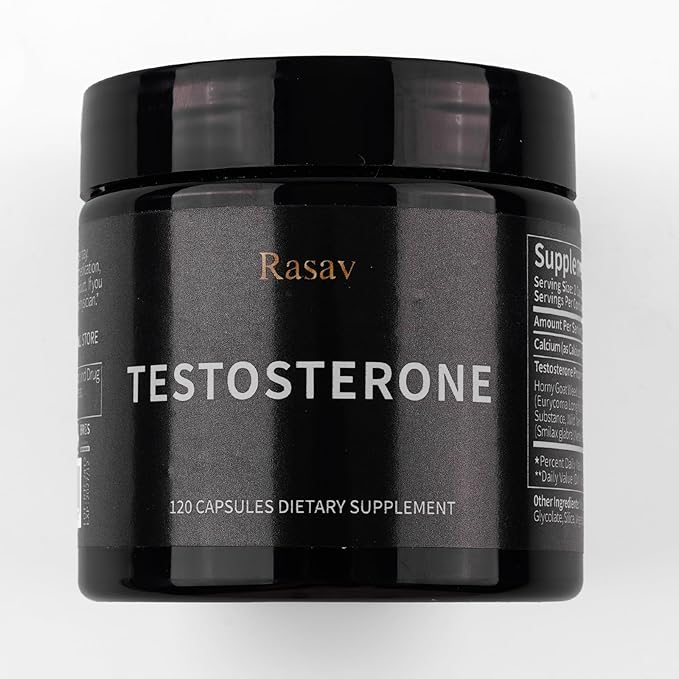 Rasav Horny Goat Weed and Tongkat Ali Supplement for Men, Testosterone Booster Supplement for Men, Male Enhancing Supplements, Supports Muscle Growth, Strength, Energy and Stamina, 120 Capsules