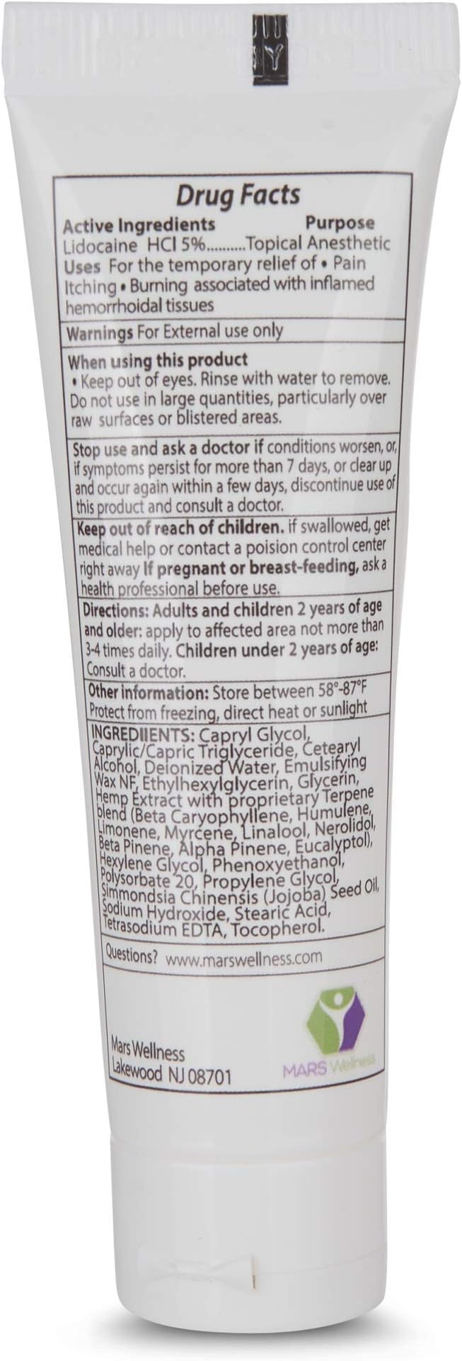 MARS WELLNESS Hemorrhoid Fissure Ointment 5% Lidocaine - with Hemp Oil - Hemmorhoid Topical Numbing Cream - 1OZ HEMPORRHOID - Fast Acting Multi Sympton Pain Relief Heorrhoid Sympton Cream Made in USA