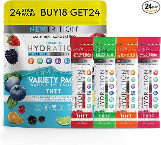 Hydration Powder, Electrolyte Powder Packets, Naturally Flavored Hydrating Packets for Water, Fast Acting Hydrate Electrolytes with Vitamins C & D