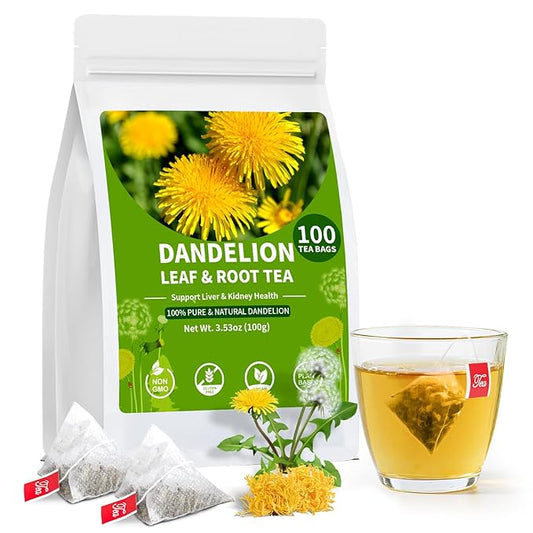 Dandelion Leaf and Root Tea bags, Natural Chinese Detox Herbal Dandelion Tea Support Liver & Kidney Health and Promote Digestion Te De Diente De Leon, Caffeine Free (100 Teabags)