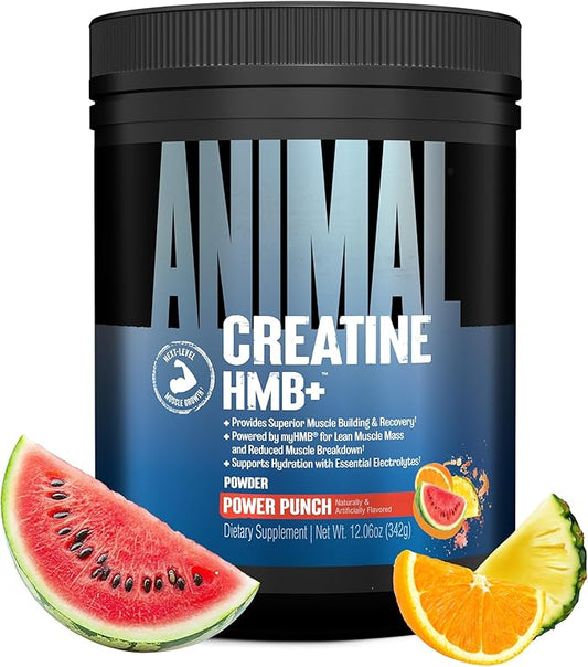 Animal Creatine HMB Powder – 5g Creatine + 3g myHMB with Electrolytes for Lean Muscle, Recovery & Daily Energy – Power Punch Flavor, 30 Servings
