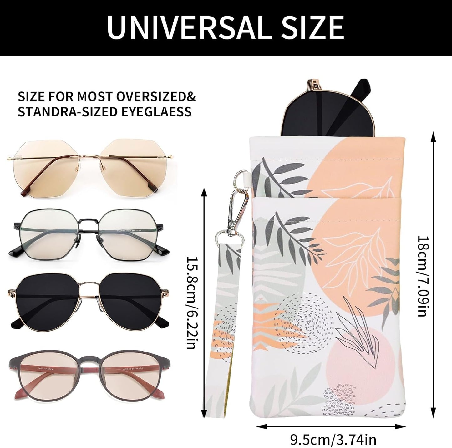 Double Eyeglass Case Soft Dual Glasses Case for Women Men Travel Squeeze Top Sunglasses Cases Eyeglasses Pouch