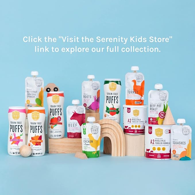 Serenity Kids 6+ Months Veggie Puree Baby Food Pouches - Butternut Squash & Spinach - USDA Organic No Added Sugar Allergen Free BPA-Free - Healthy Toddler Food - 3.5 Oz, 12 Pack