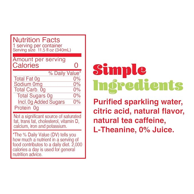 PHOCUS Caffeinated Sparkling Water, Strawberry Kiwi, 75mg Natural Caffeine Plus L-Theanine, Zero Sugar, Zero Calories, No Artificial Sweeteners, 11.5 fl oz Cans (Pack of 12)