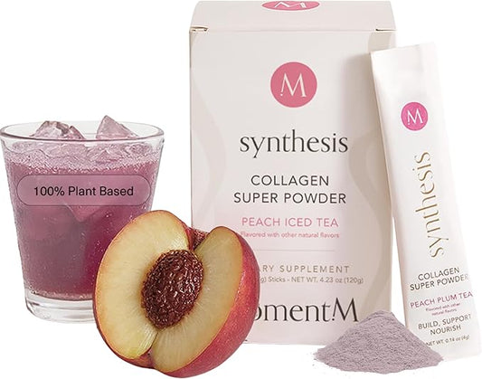 Synthesis Vegan Collagen Peptide Powder - Vegetarian Plant Based Collagen for Skin, Hair, Nails, Anti Aging, Muscles, Gut Health - Hyaluronic Acid, Biotin, Vitamin C, Antioxidants - 30 Stick Packs