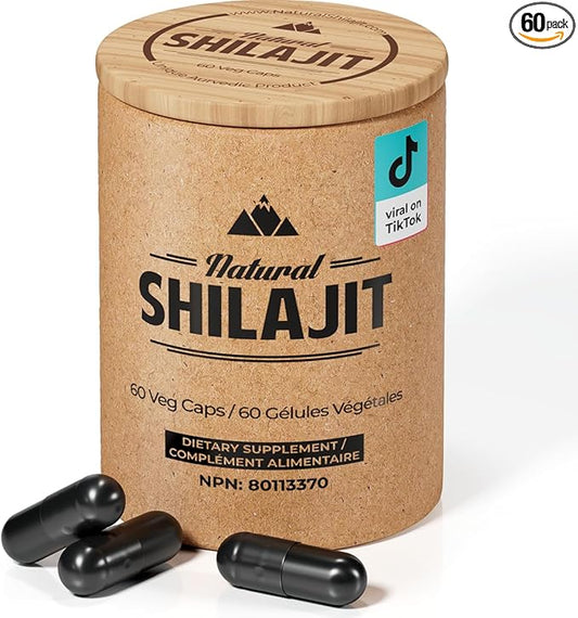 NATURAL SHILAJIT Capsules (1-2 Months Supply) - 60 Count - Shilajit for Men & Women with Fulvic Acid & Trace Minerals, Plant Based Nutrients for Energy, Immune Support & Vitality