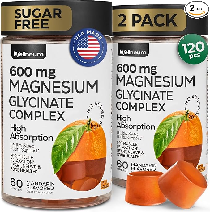 Magnesium Glycinate Gummies 600Mg 2 Pack - High Absorption, Triple Calm Magnesium Complex - Chews for Relaxation and Sleep - Gummy Supplement with Vitamin D - Vegan, Sugar Free, Gut Friendly