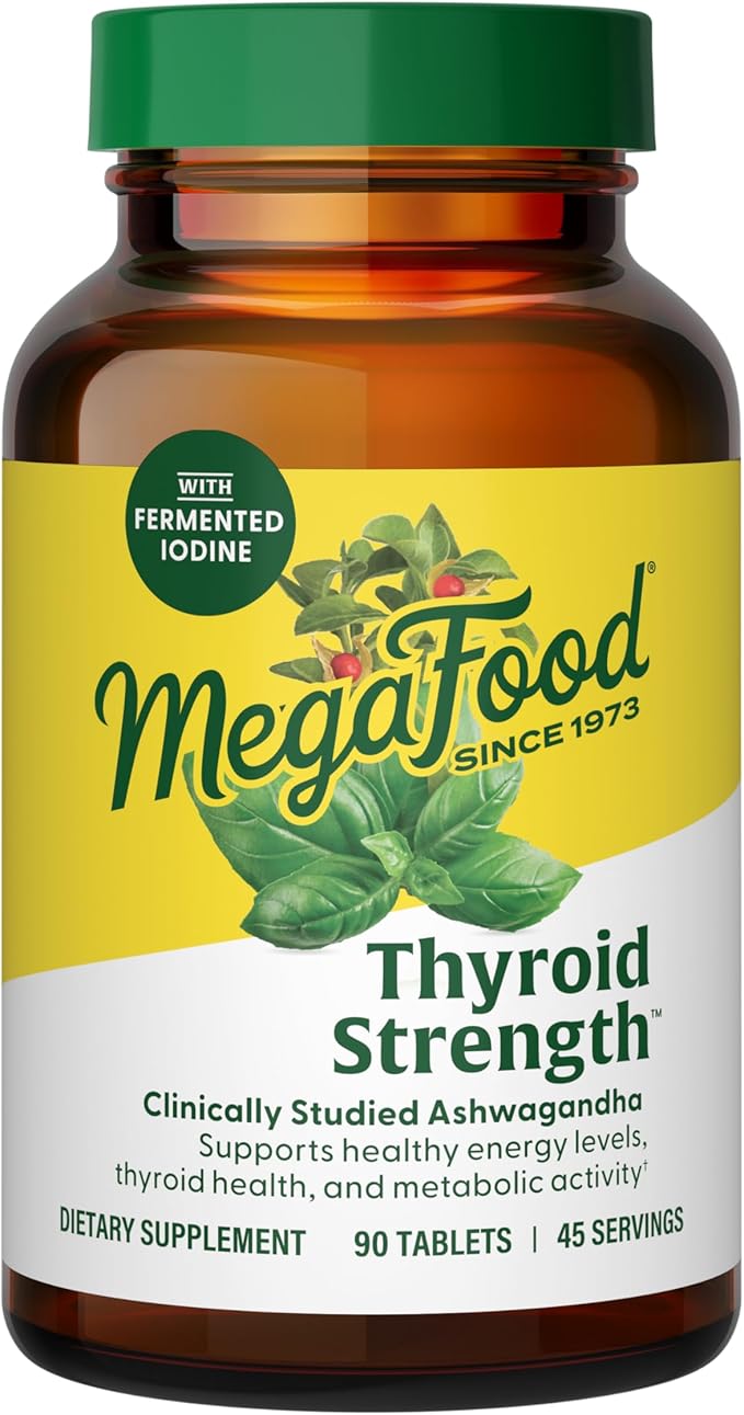 MegaFood Thyroid Strength - Mineral Supplement- Thyroid Support for Women with Ashwagandha, Zinc, Selenium, Copper, Iodine & L-Tyrosine - 90 Tabs (45 Servings)