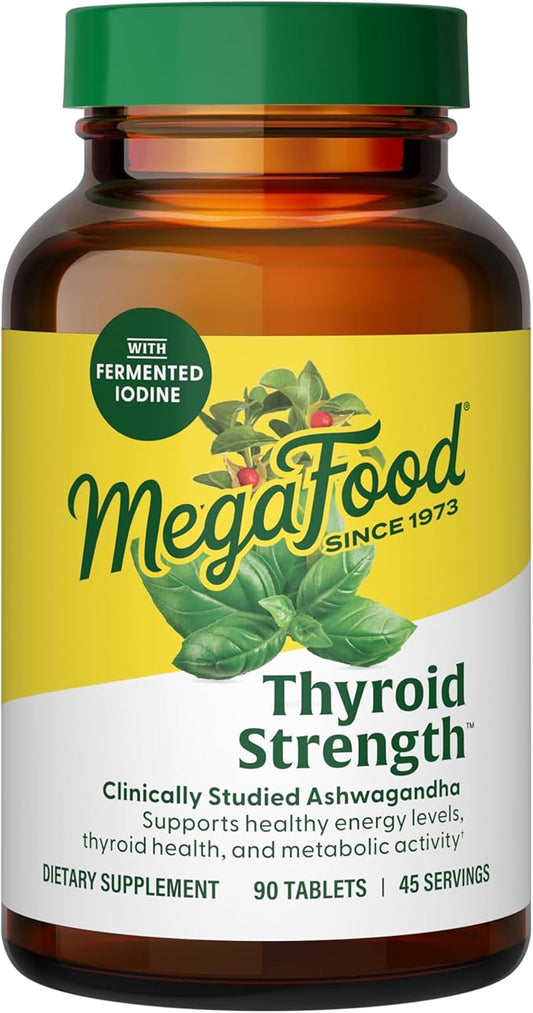 MegaFood Thyroid Strength - Mineral Supplement- Thyroid Support for Women with Ashwagandha, Zinc, Selenium, Copper, Iodine & L-Tyrosine - 90 Tabs (45 Servings)