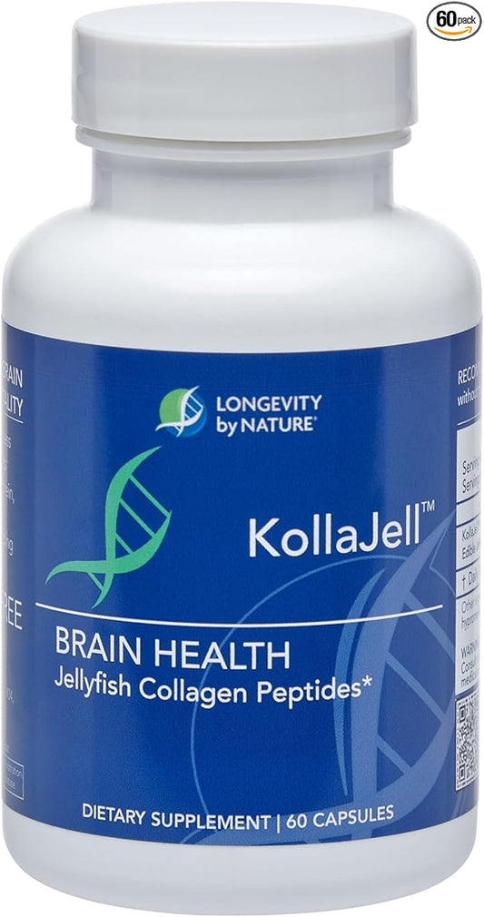 KollaJell Collagen Peptides Brain Supplement, Memory Pills and Focus Supplement for Brain Health and Cognitive Support, 60 Capsules