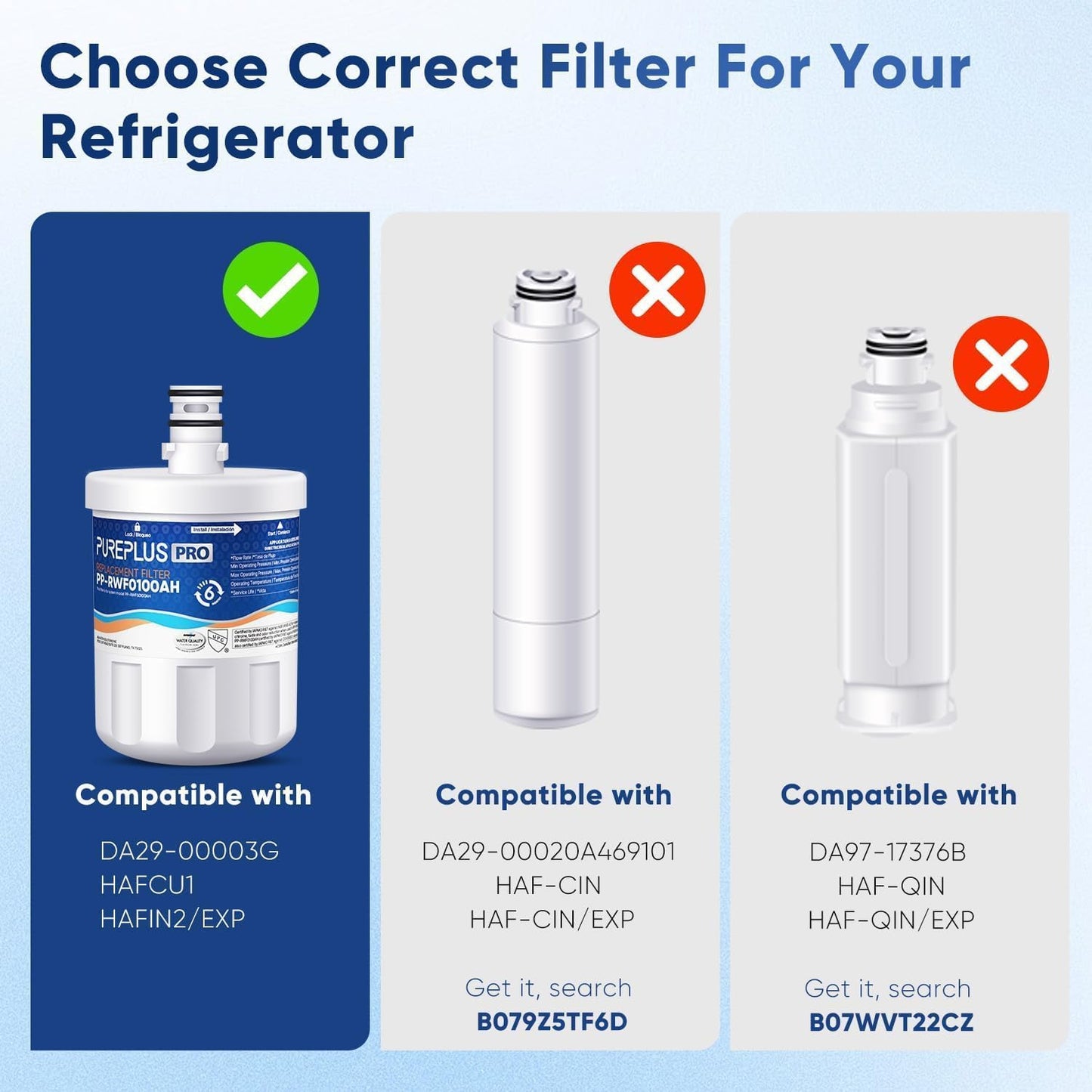 PUREPLUS PRO NSF/ANSI 53&42 Certified Refrigerator Water Filter Replacement for LG LT500P, ADQ72910901, GEN11042FR-08, Kenmore 9890, 469890, HDX FML-1, ADQ72910907 Refrigerator Water Filter, 2Pack