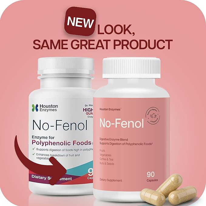 No-Fenol - Digestive Enzyme Supplement for Polyphenolic Digestion and Fruits & Vegetable Fibers - Digestive Enzymes for Women and Men (90 Capsules)