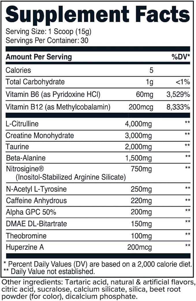 Primaforce Pre-Workout Complex Powder (Watermelon Candy, 30 Servings) - Fitness Supplement for Workout Routine Enhancement, 438g