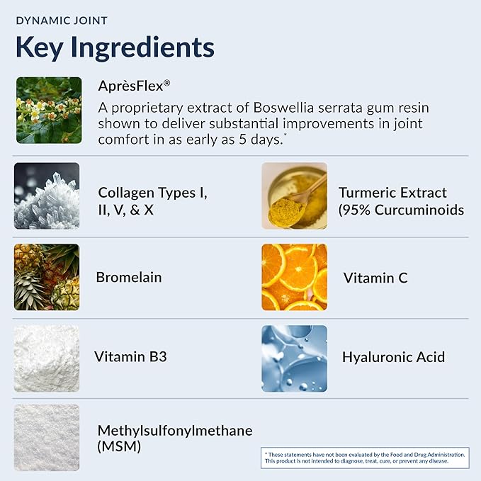 Stonehenge Health Dynamic Joint Health Supplement – Fast-Acting Support with AprèsFlex® Boswellia, MSM, Multi-Type Collagen, Turmeric, Bromelain, Vitamins C & D3 – Supports Joint Comfort – 60 Capsules