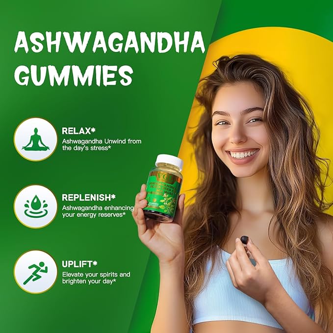 Ashwagandha Gummies, Sea Moss, Black Seed Oil, Turmeric, Manuka Honey, ACV, Dandelion, Black Pepper, Burdock, Bladderwrack, Blueberry Flavor, Vegan, Gluten-Free, Non-GMO, 60 Count