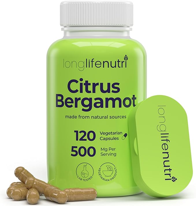 Citrus Bergamot Extract 500mg - 120 Vegetarian Capsules, 40% Polyphenolic Flavanones, 4-Month Supply, Plant-Based Anti-Oxidant, Tested, Made in USA