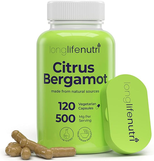 Citrus Bergamot Extract 500mg - 120 Vegetarian Capsules, 40% Polyphenolic Flavanones, 4-Month Supply, Plant-Based Anti-Oxidant, Tested, Made in USA