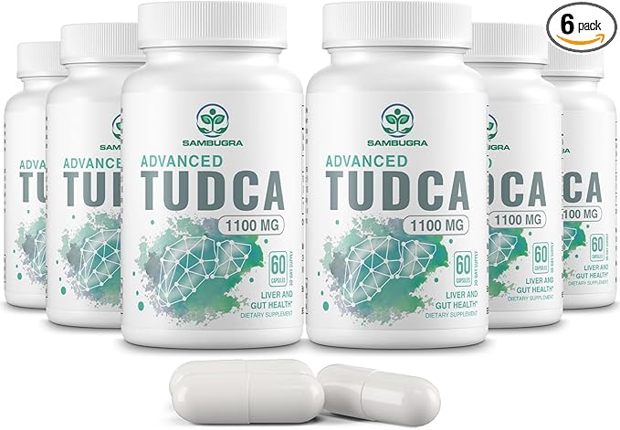 TUDCA Supplements 1100mg - Advanced Ultra Strength Bile Salt TUDCA Support, 3rd Party Tested TUDCA Liver Supplements for Liver Cleanse Detox and Repair, 360 Capsules (Pack of 6)