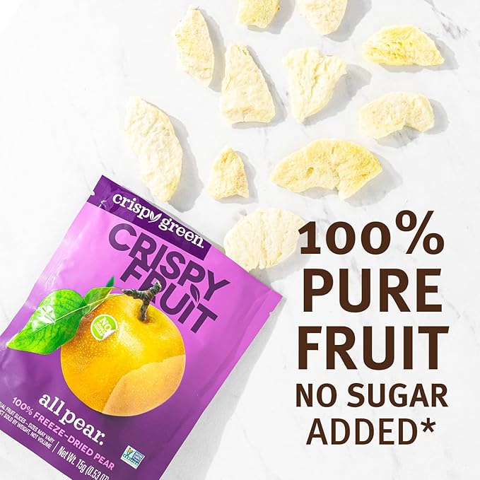 Crispy Green Natural Freeze-Dried Fruit, Pear Single-Serve, No Sugar Added, 0.53 Ounce (Pack of 12)