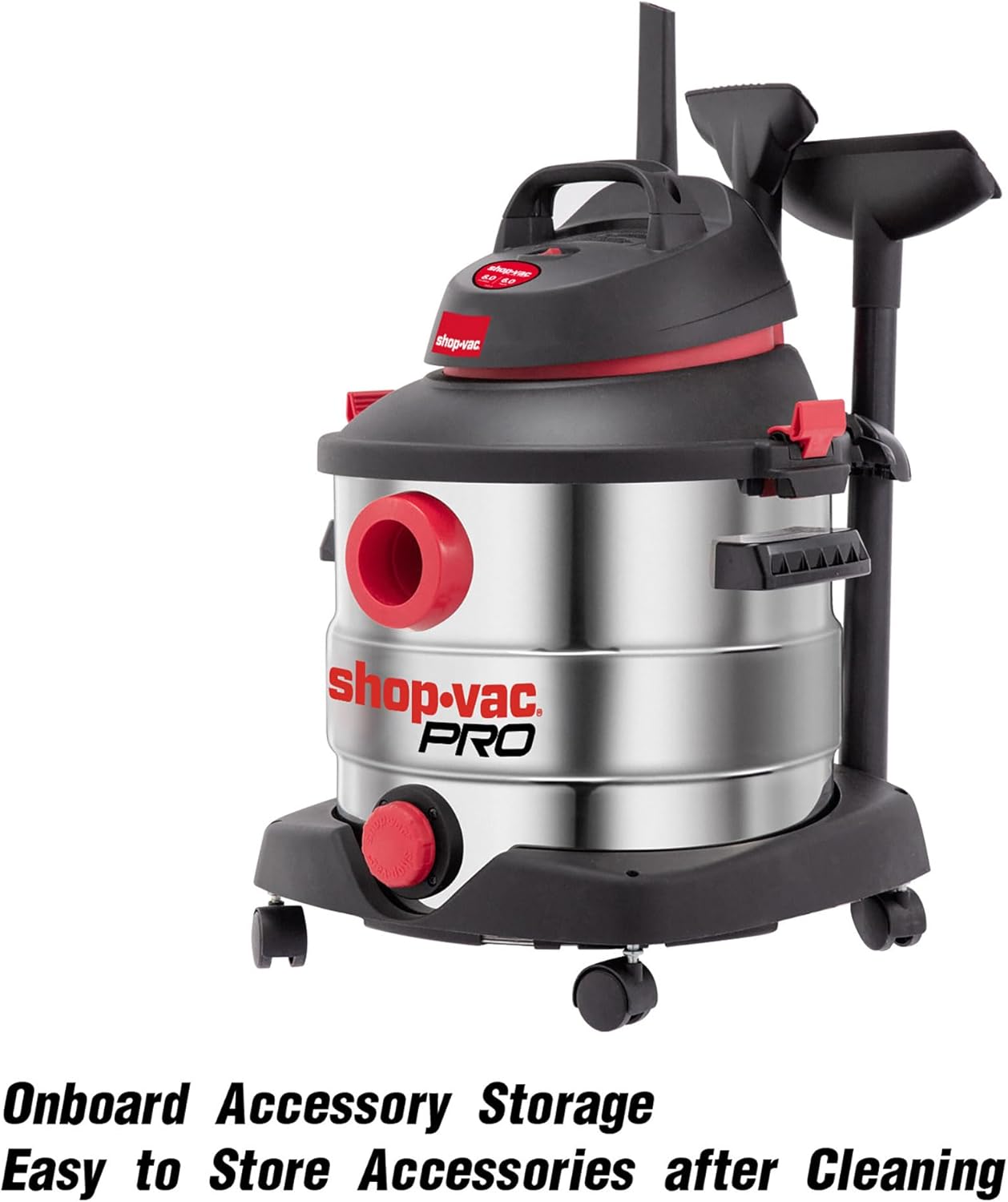 Shop-Vac 8 Gallon 6.0 Peak HP Wet/Dry Vacuum, Stainless Steel Tank, Portable Shop Vacuum with Multifunctional Attachments for Jobsite, Garage & Workshop. 5989400