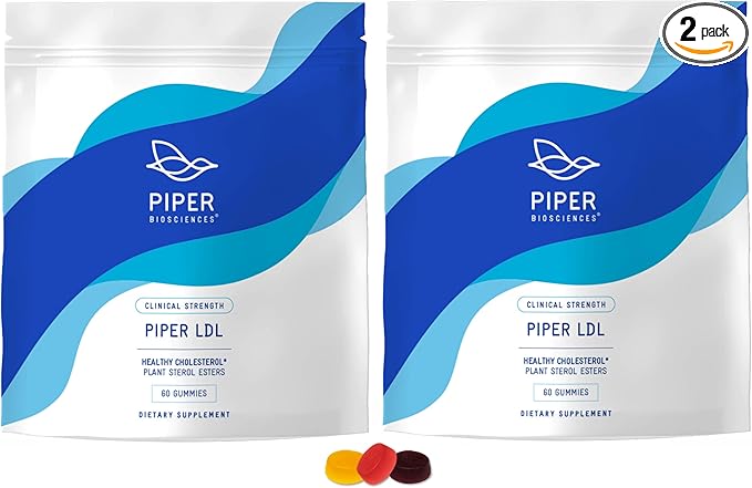 Piper LDL Clinical Strength Healthy Cholesterol Gummies (2280 mg Plant Sterol Esters Per Day): Two Packs Each with 60 Gummies, Vegan, 30 Day Supply