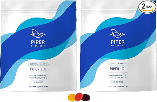 Piper LDL Clinical Strength Healthy Cholesterol Gummies (2280 mg Plant Sterol Esters Per Day): Two Packs Each with 60 Gummies, Vegan, 30 Day Supply