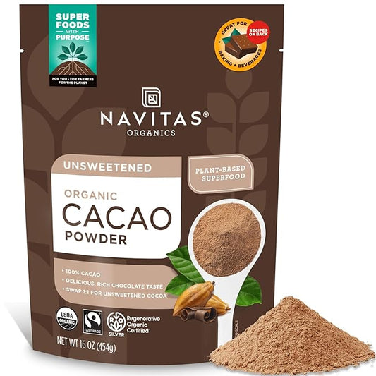 Navitas Organics Organic Cacao Powder, Non-GMO, Fair Trade, Gluten-Free, 16 Ounce