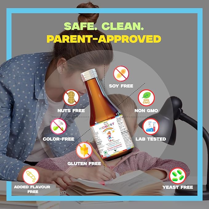 Kidbest Multivitamin Syrup for Kids 3-13 Years – Liquid Formula with 13 Nutrients for Appetite, Immunity, and Growth – Tasty Daily Vitamins for Stronger Kids | Toddler multivitamin for kids|200ml