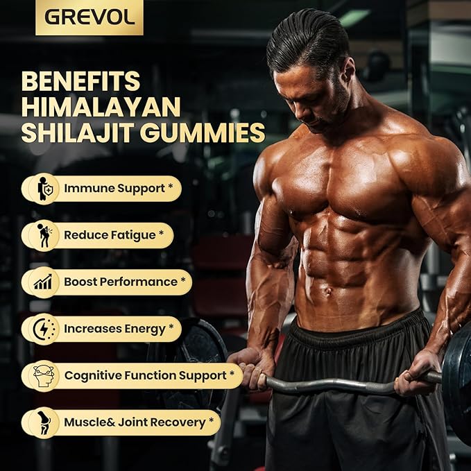 Pure Himalayan Shilajit Gummies with Ashwagandha - Fulvic Acid & 85+ Trace Minerals - No Added Sugar - Shilajit for Men & Women - 60 Gummy