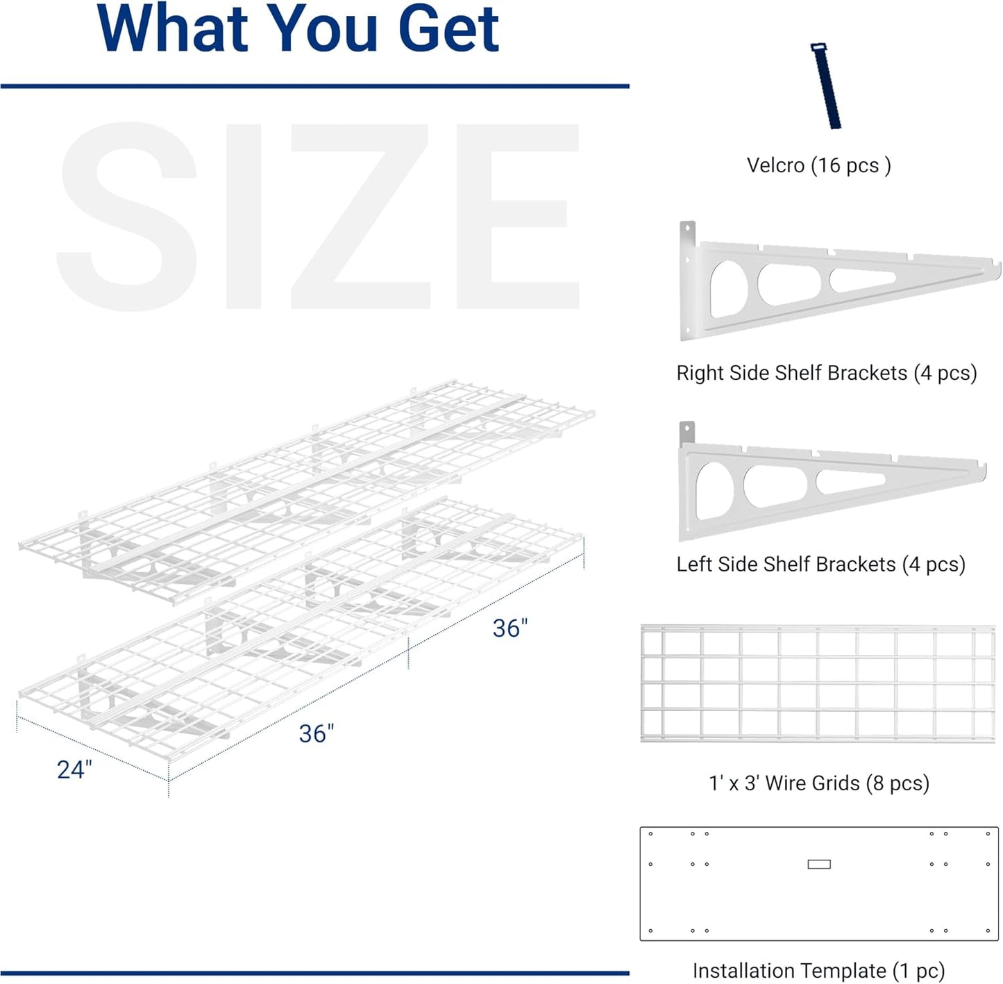 FLEXIMOUNTS 2-Pack 2x6ft 24-inch-by-72-inch Wall Shelf Garage Storage Rack Floating Shelves, 1200 lbs Load Capacity, White, Classic Series