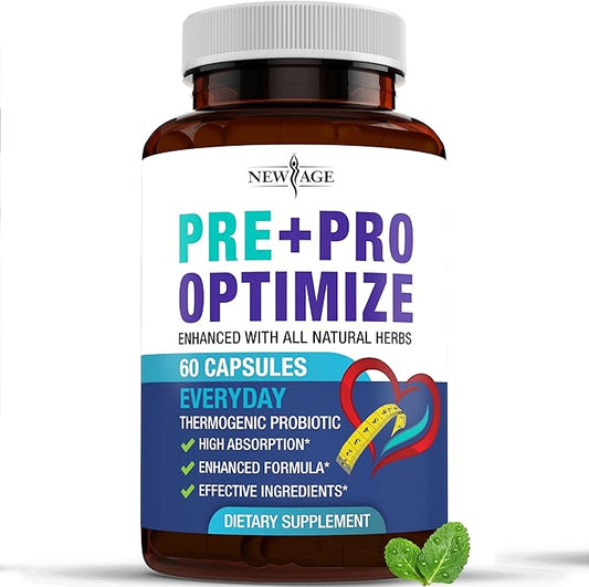 NEW AGE Pro Optimize Probiotics for Women, Menopause, Digestive Health - Support for Bloating, Hot Flashes, Joint Support, Night Sweats - Gut Health & Metabolism - Dong Quai (60 (Pack of 1))