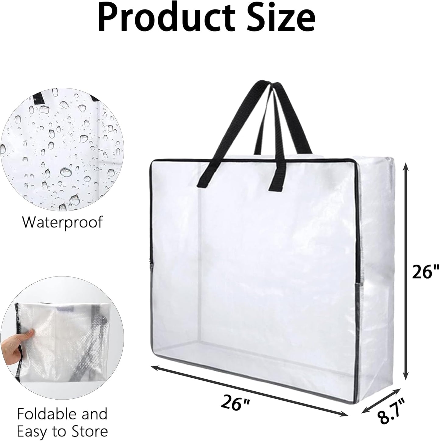 4 Pack Wreath Storage Bag, 26 Inches 90 L Wreath Storage Container, Reinforced Handles & Smooth Zippers, Foldable Large Storage Bags for Christmas/Seasonal Wreaths, Clothing, Bedding, Blankets, Toys