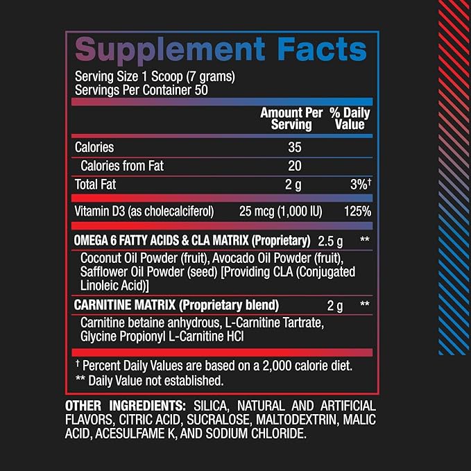 BPI Sports CLA+Carnitine – CLA L Carnitine & Linoleic Acid – L Carnitine Supplement for Weight Loss, Metabolism & Lean Muscle – Caffeine Free – Rainbow Ice – 50 Servings – 12.34 oz