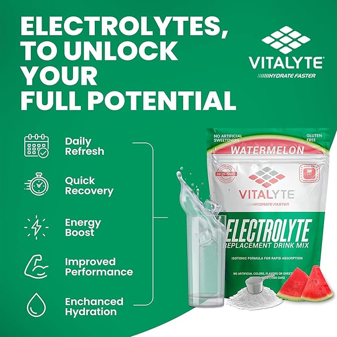 Vitalyte Electrolyte Powder Drink Mix, Isotonic Electrolyte Hydration Mix, Case Pack (6 Pack, Watermelon)