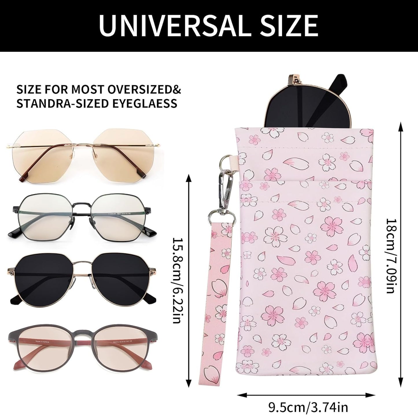 Double Eyeglass Case Soft Dual Glasses Case for Women Men Travel Squeeze Top Sunglasses Cases Eyeglasses Pouch