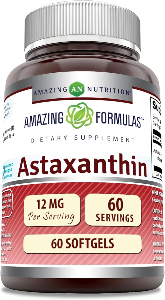 Amazing Formulas Astaxanthin 12 Mg Supplement | 60 Softgels | Non-GMO | Gluten Free | Made in USA