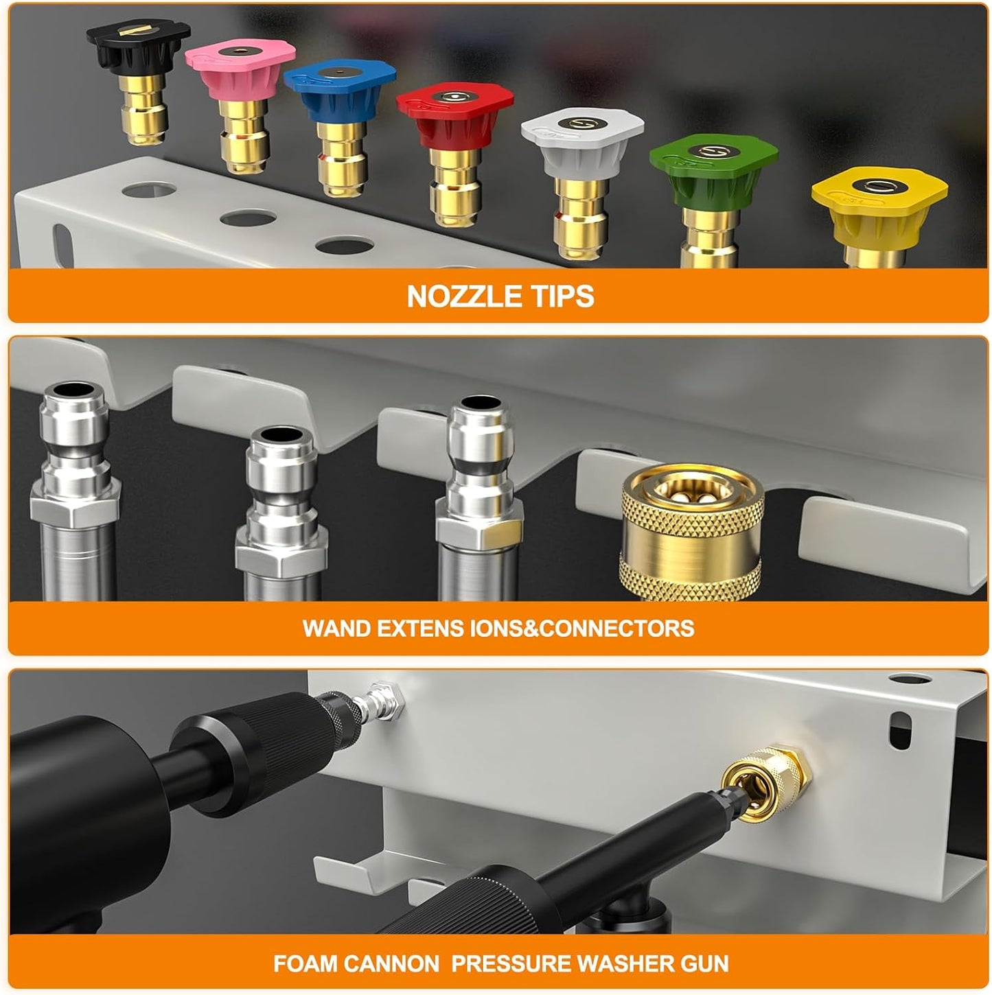 GASHER Pressure Washer Gun Holder, Wall Mount Foam Cannon Holder for Pressure Washer Gun, Fit 1/4 Inch Quick Connector