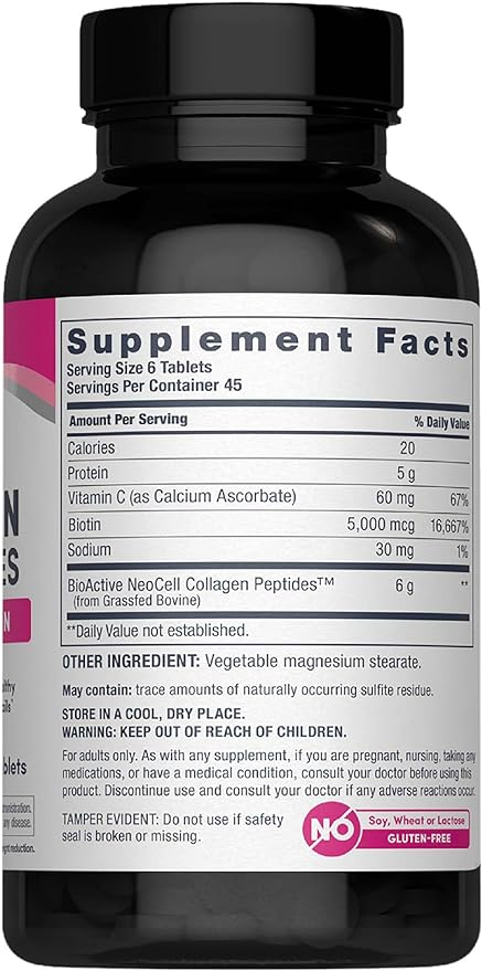 NeoCell Super Collagen With Vitamin C and Biotin, Skin, Hair and Nails Supplement, Includes Antioxidants, Tablet, 270 Count, 1 Bottle