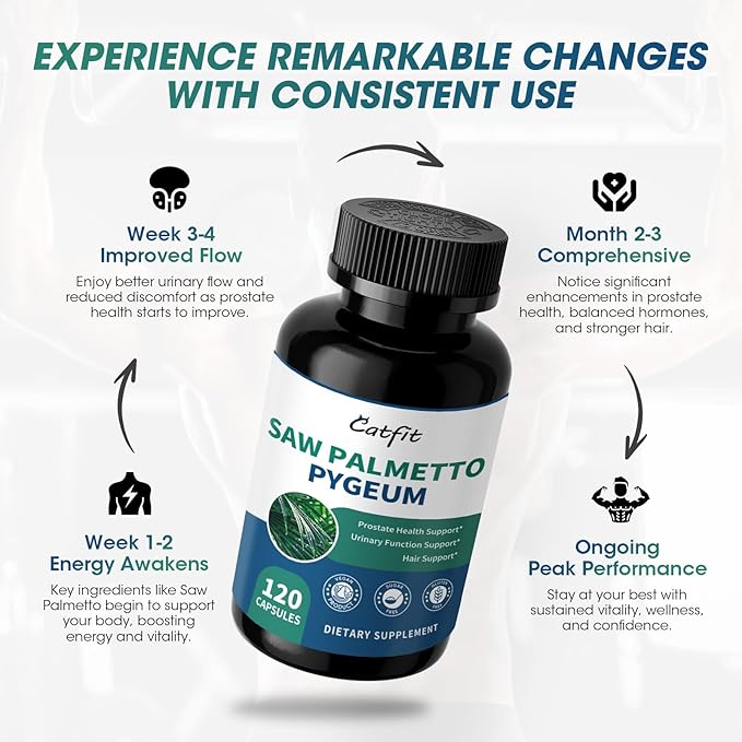Saw Palmetto for Men – Prostate Health & Urinary Support & DHT Blocker, Hair Health with Biotin 6000mcg, Pumpkin Seed Oil, Pygeum & Lycopene – Energy & Vitality Formula, 120 Capsules