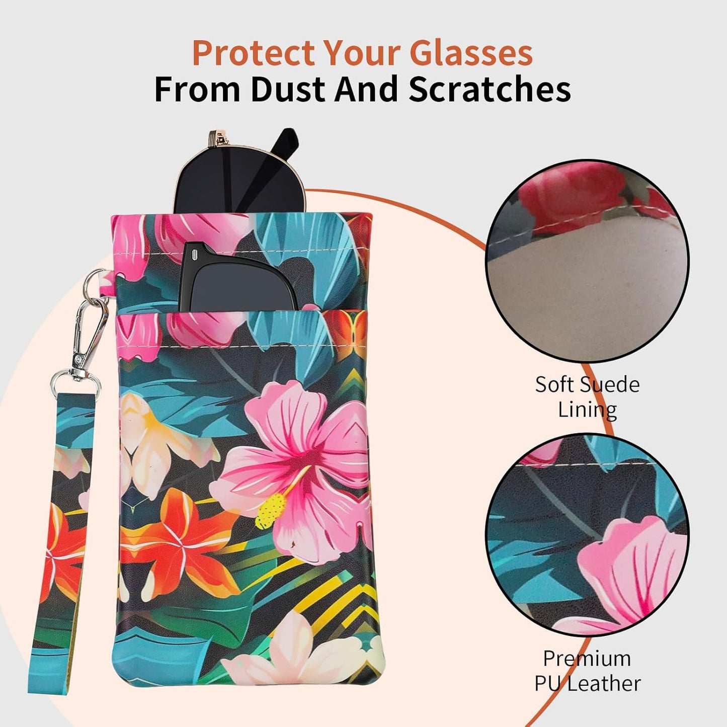 Double Eyeglass Case Soft Dual Glasses Case for Women Men Travel Squeeze Top Sunglasses Cases Eyeglasses Pouch