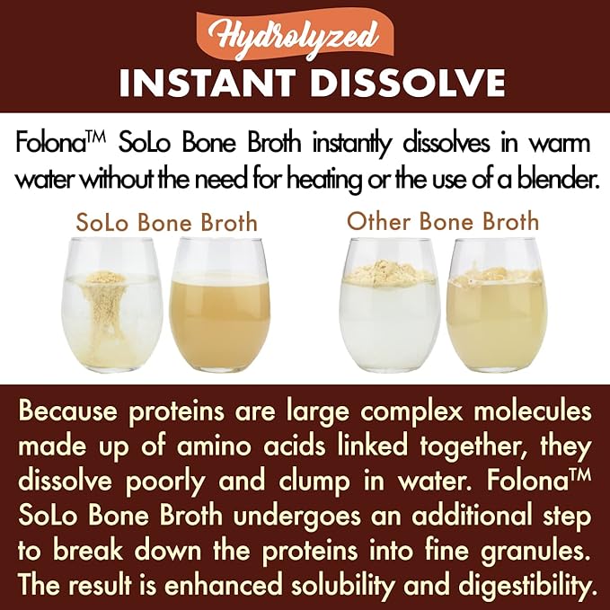 Solo Bone Broth Protein Collagen Powder Low Sodium, 16g Hydrolyzed Collagen Type I & III, for Healthy Skin, Nails, Hair, Joints & Digestion, Grass Fed, 1 lb (Canister - Net Wt. 1 lb. Powder)