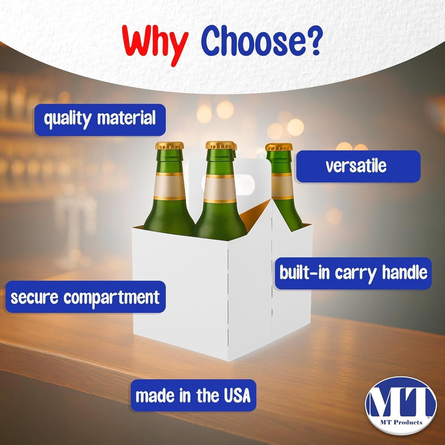 MT Products White 4 Bottle Holder 12 oz. - Corrugated Bottle Carrier for Transport (Pack of 200) - Made in the USA