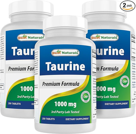 Best Naturals Taurine 1000 mg 250 Tablets (250 Count (Pack of 3))