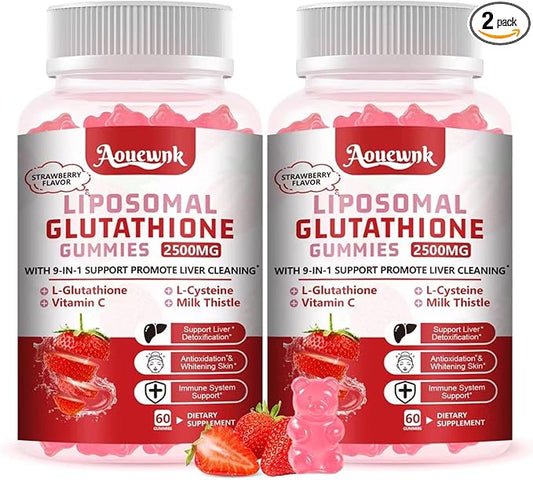 2500MG Liposomal Glutathione Gummies Supplement - Skin Whitening & Protect Liver Gummies, Increas 98% Absorption Rate, with L-Glutathione, Milk Thistle & L-Glycine, Antioxidant Anti-Aging Support