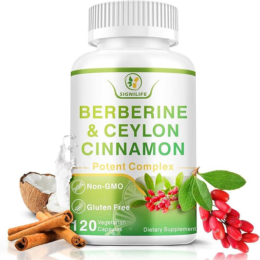 Berberine Supplement with Ceylon Cinnamon, 1200mg Berberine HCL & MCT Oil for Enhanced Absorption – Supports Immune System & Gut Health, Gluten-Free & Dairy-Free – 120 Capsules